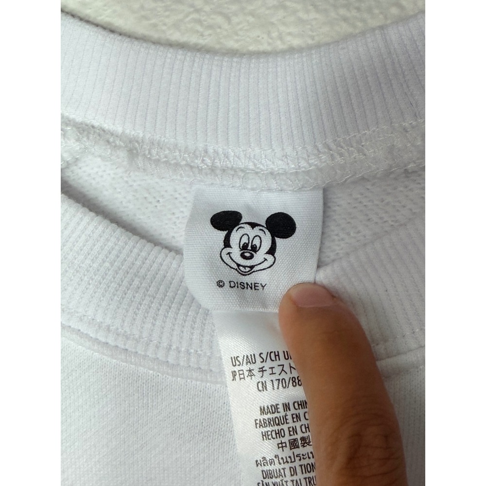 Disney Mickey Mouse Disneyland White Graphic Crewneck Sweatshirt Small Raglan - Picture 2 of 6